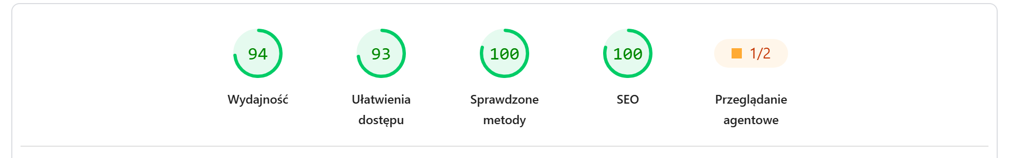PageSpeed Insights — wyniki